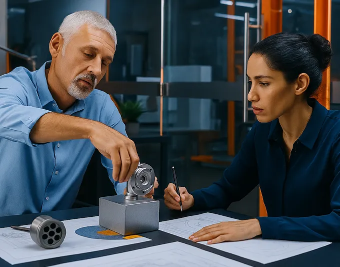 Inspecting part to make improvements engineering concept