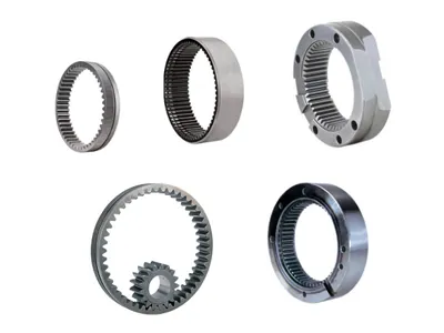Gear Systems, Ring Gears, & Splined Couplings Transmissions, Planetary Gear Systems, Ring Gears, Splined Couplings, internal teeth to mesh with planet gears in a